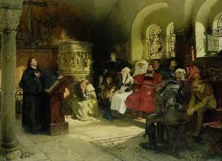 Hugo Vogel Martin Luther preaching at the Wartburg oil painting image